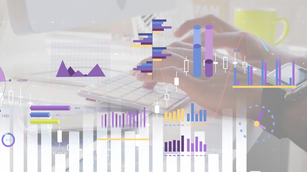animación del procesamiento de datos financieros sobre el empresario utilizando la computadora
