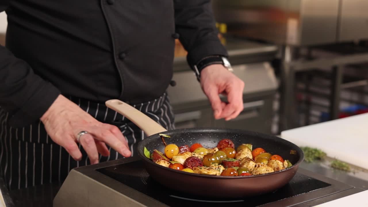 Chef Cooking Chicken and Vegetables