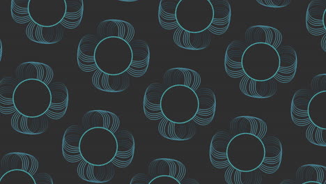 modello circolare moderno nero e blu con linee curve e piccoli cerchi