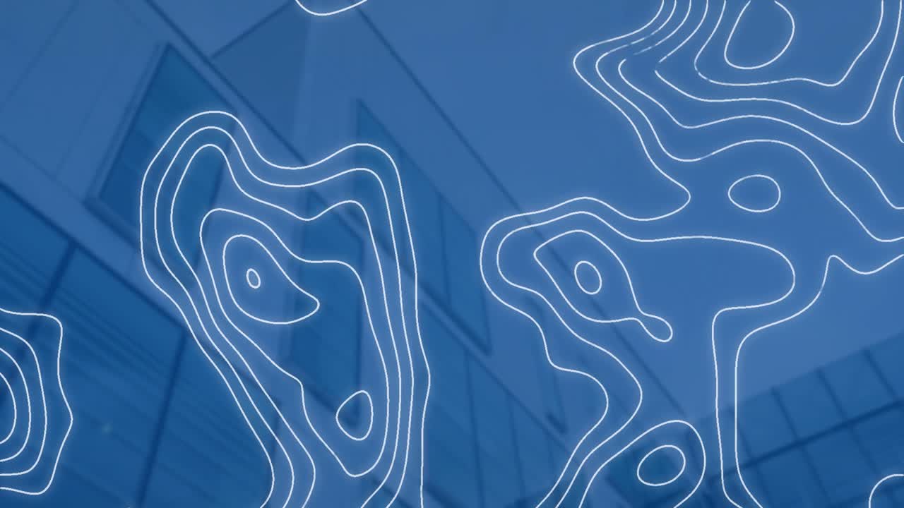 Animation of topography against low angle view of tall building