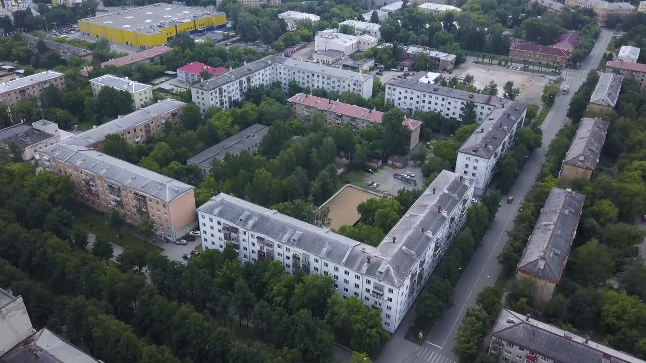 vista aérea de una manzana de la ciudad