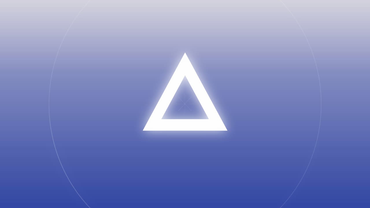 파란색 배경에  ⁇ 색 원과 삼각형의 애니메이션