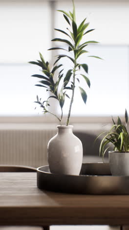 white potted plant on tray table