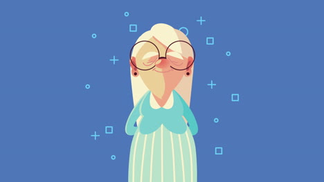 old woman standing with glasses animated