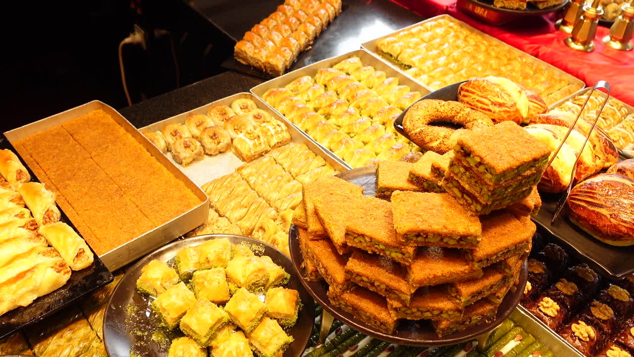 exhibición de postres turcos