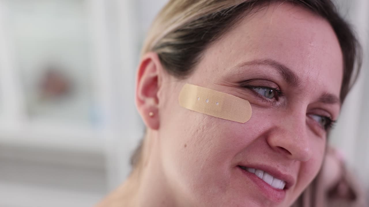 Applying a bandage to the face