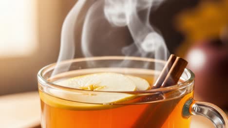 aromatic and inviting hot beverage: a close-up view of steaming citrus infused drink with cinnamon sticks creating a cozy ambiance for any occasion