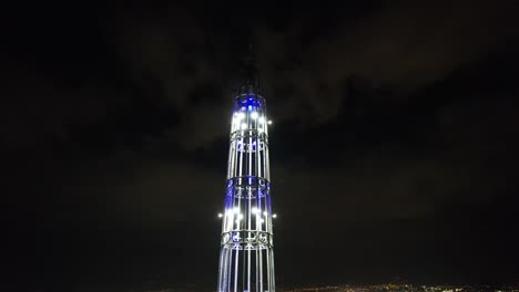 a breathtaking drone video capturing the stunning tower of the reformador in guatemala, shot from top to bottom