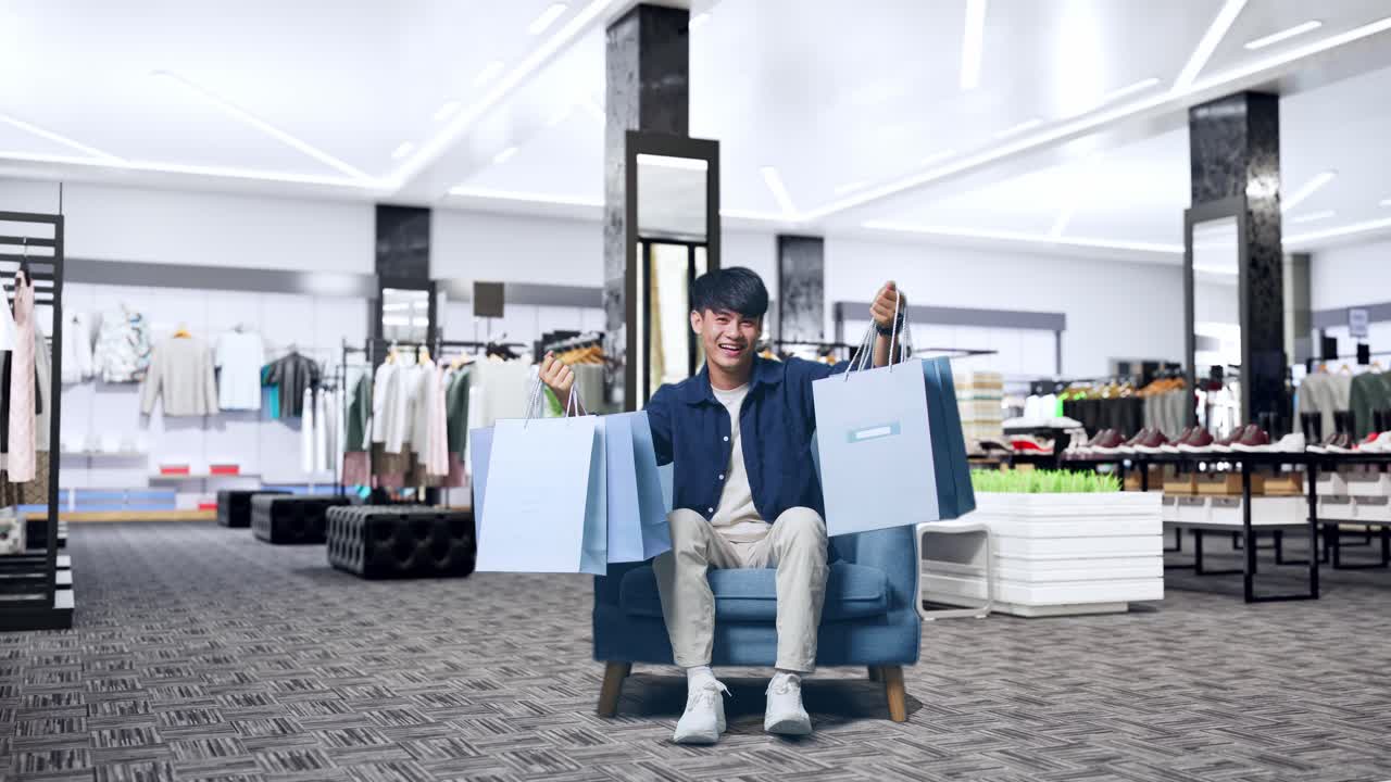 쇼핑몰 에서 행복 한 쇼핑객