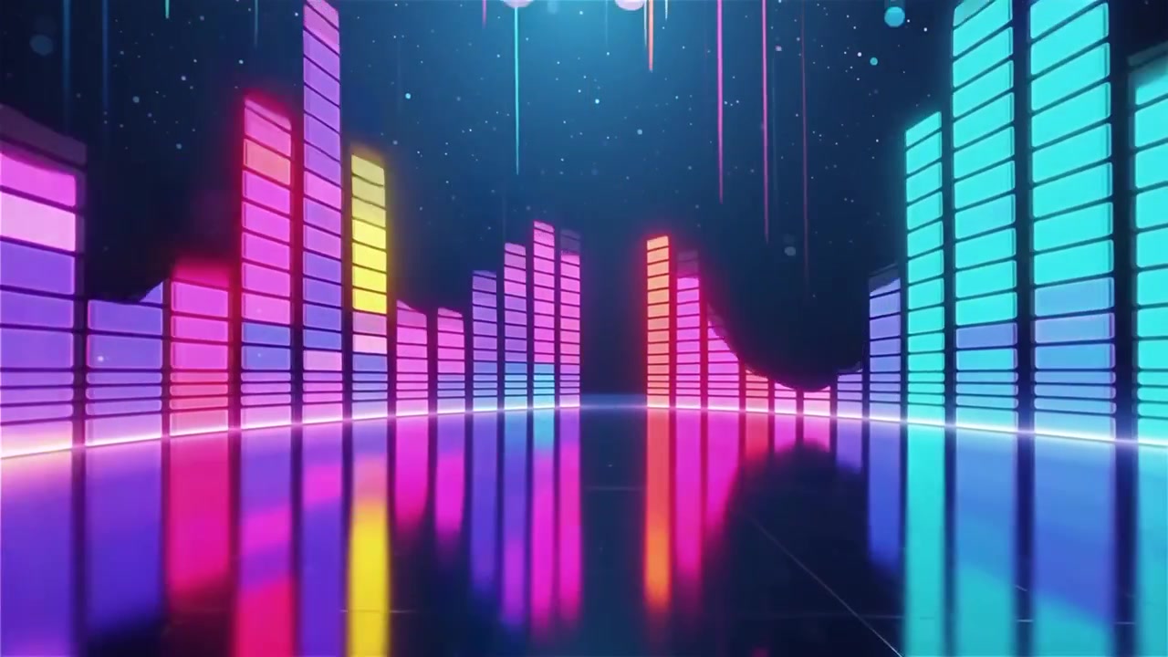 Futuristic Rainbow Neon Music Equalizer Visualizer Background