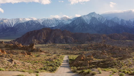 sunset at the alabama hills near lone pine, california