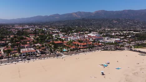 aerial view of santa barbara beachfront and city