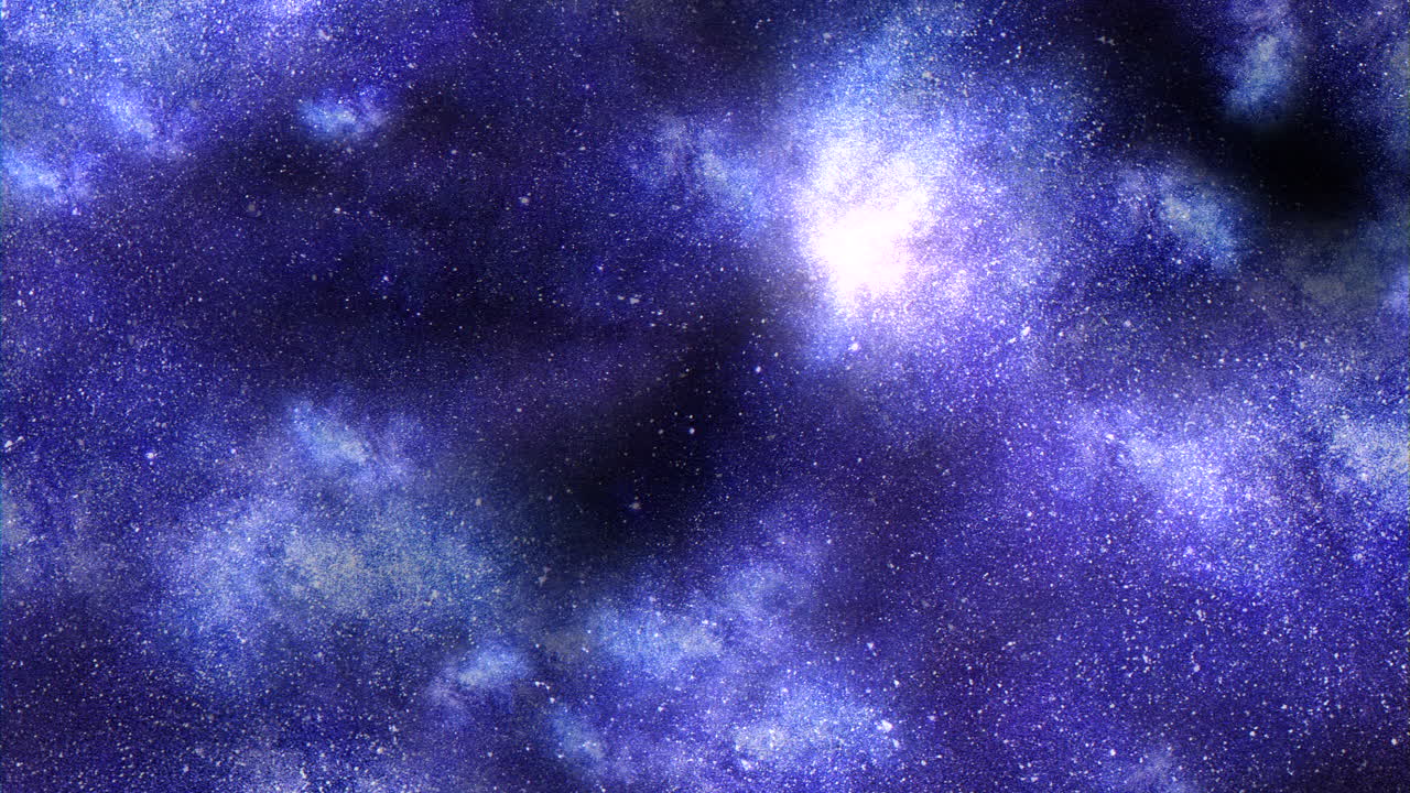 화려한 파란색과 보라색의 성운이 눈부신 별들로 눈길을 니다.