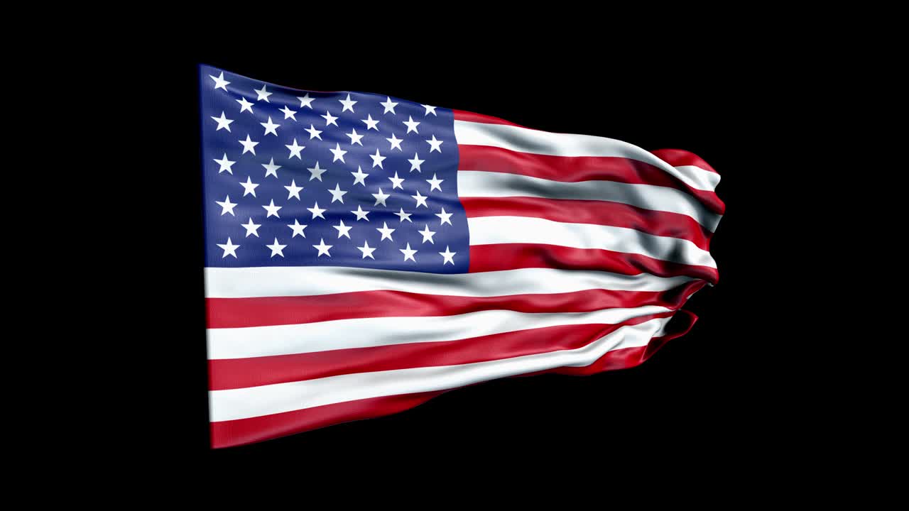 la bandera realista de los estados unidos está agitando animación 3d. la bandera nacional de los estados unidos estadounidenses. animación de bucle sin costuras de la bandera 4k de estados unidos.