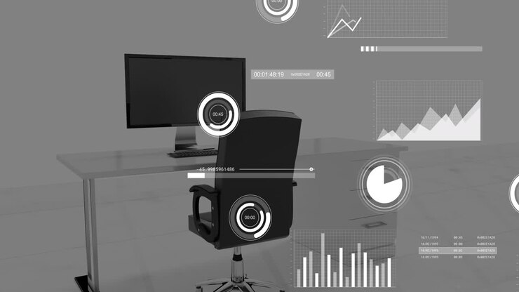 Animasjon av statistisk databehandling mot kontorbord