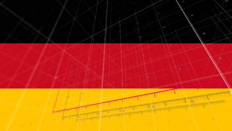 animation of financial data processing over flag of germany