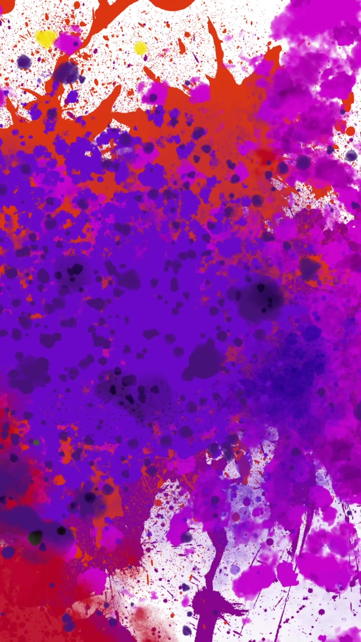 Animazione di schizzi di vernice multicolori su sfondo bianco