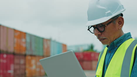 engineer working at shipping port