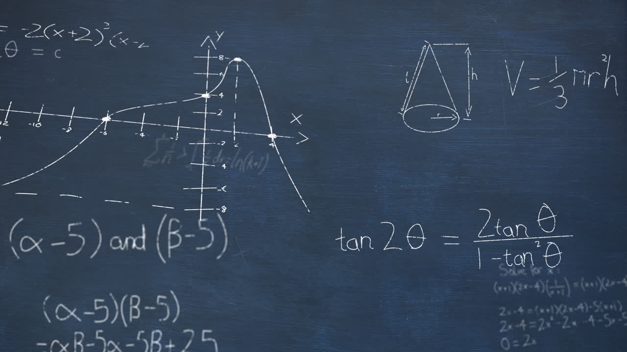animación del procesamiento de datos matemáticos sobre un fondo azul