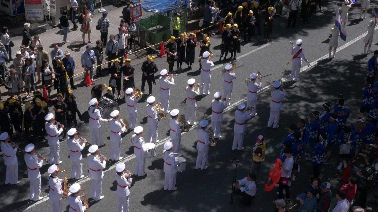 Banda musicale al festival Ohara Matsuri a Shibuya, Tokyo.