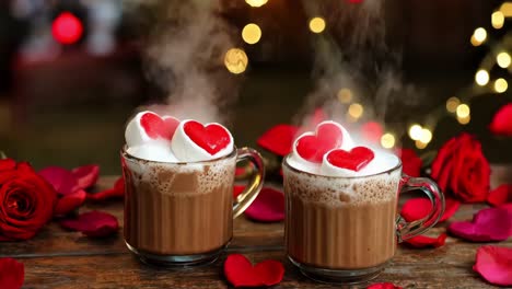 warm hot chocolate with heart-shaped marshmallows