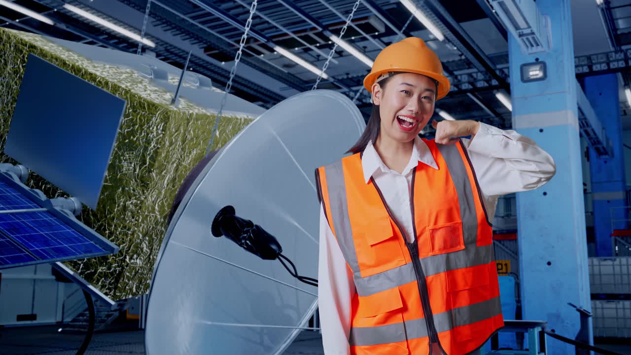 위성 공장에서 여성 엔지니어