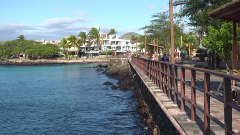 establishing shot of puerto baquerizo moreno the capital city of the galapagos islands ecuador