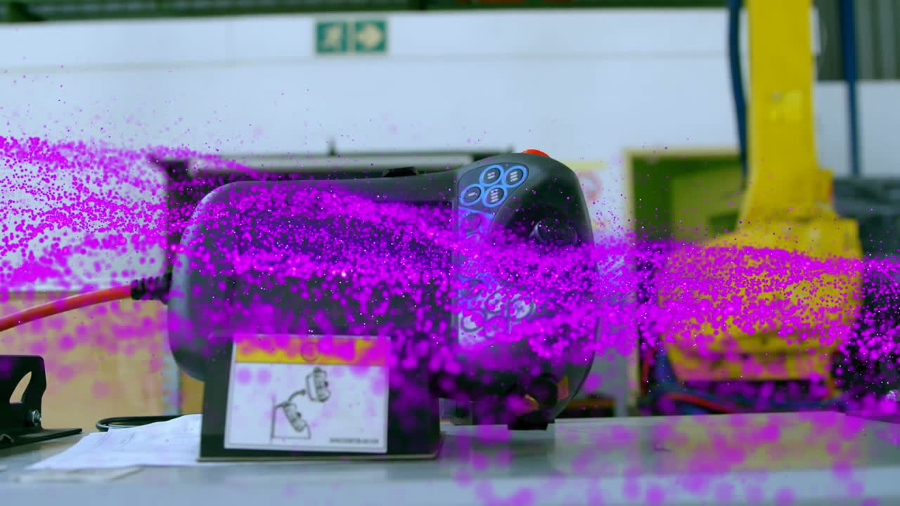 로 ⁇  위에 보라색으로 빛나는 메시의 애니메이션