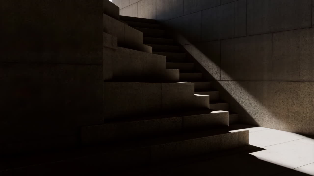 Concrete Staircase with Dramatic Light and Shadow