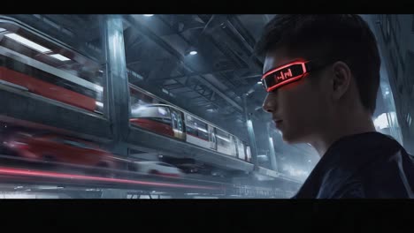 futuristic city with augmented reality glasses