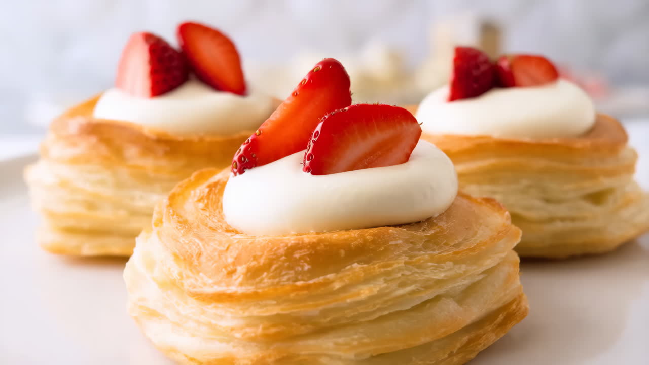 Delicious Puff Pastry Desserts with Strawberries and Cream