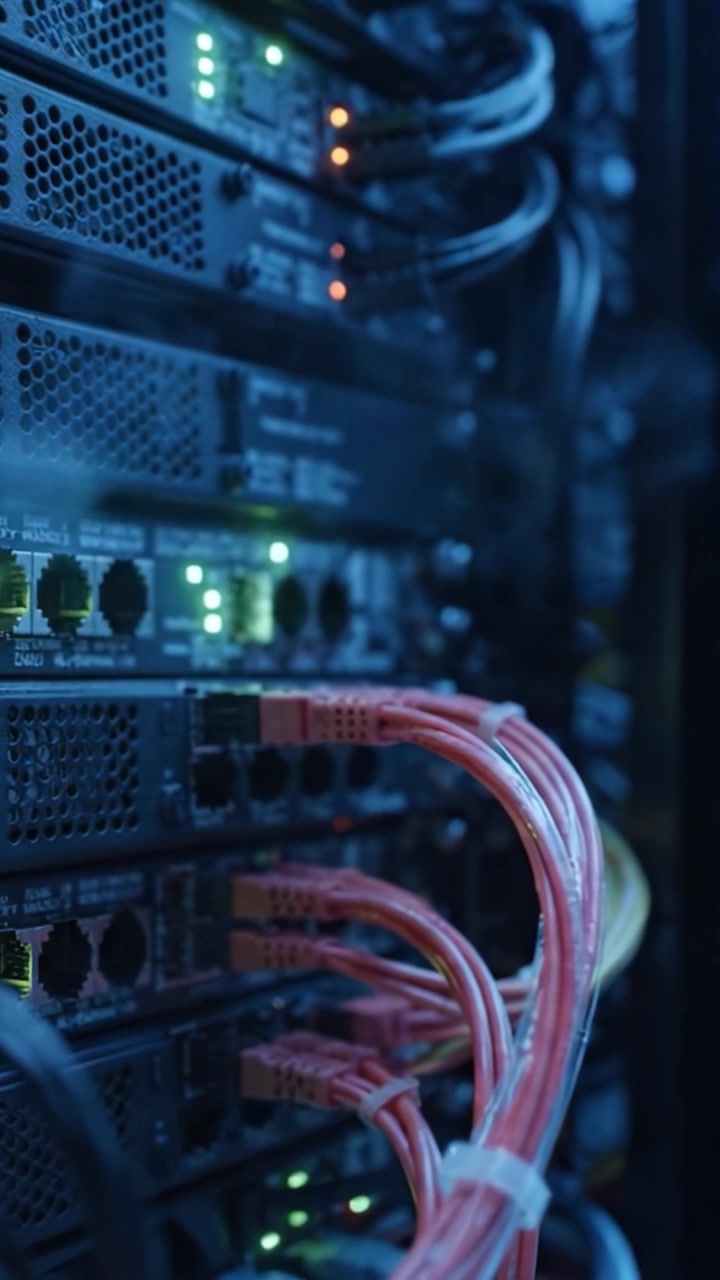 Exploring the Intricate World of Server Technology: A Close-Up Look at Networking Equipment and Cables in a Data Center Environment