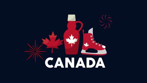 canada lettering with icons animation