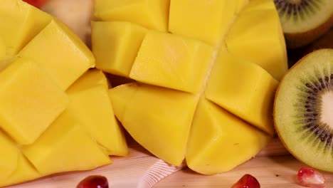 a vibrant display of assorted tropical fruits