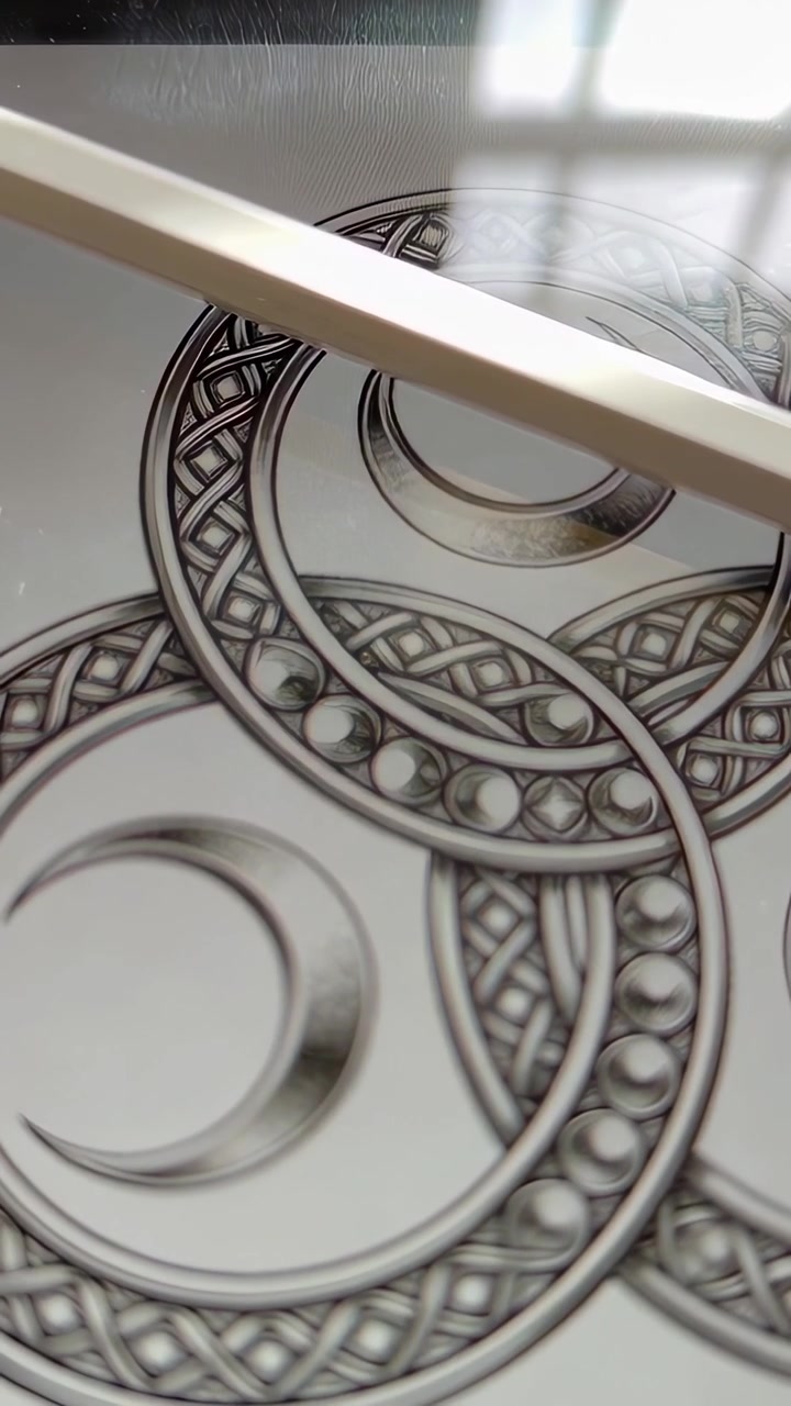 Vertical video: Panning camera showing lower rings on screen by window, ruler and 4-pane reflection