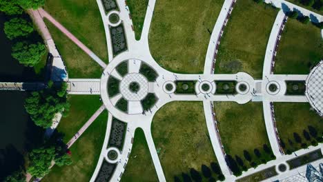 aerial view of a formal park