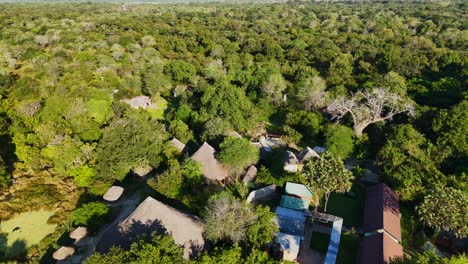 Aerial-drone-view-of-Nyerere-National-Park-in-Tanzania-overlooking-safari-wildlife-lodge