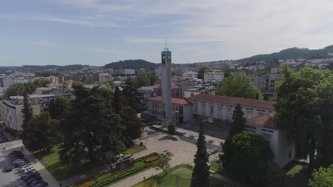 vila nova de famalicão, centro de la ciudad, drone shot 4k, norte de portugal, famalicão