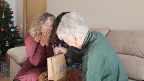 family exchanging gifts at christmas