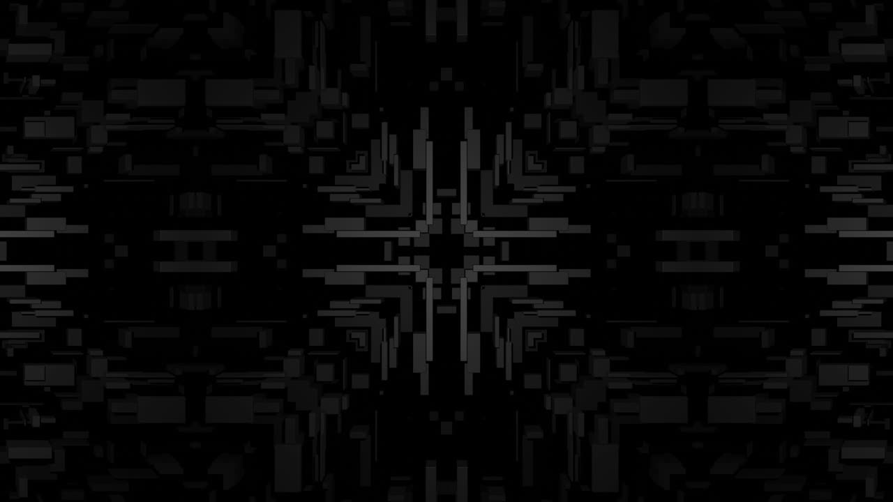 4k abstract looped background with symmetrical square structures of many elements, lighting bulbs, multicolor neon lights. Vj loop for music, festive show or holiday events, festivals or concerts.