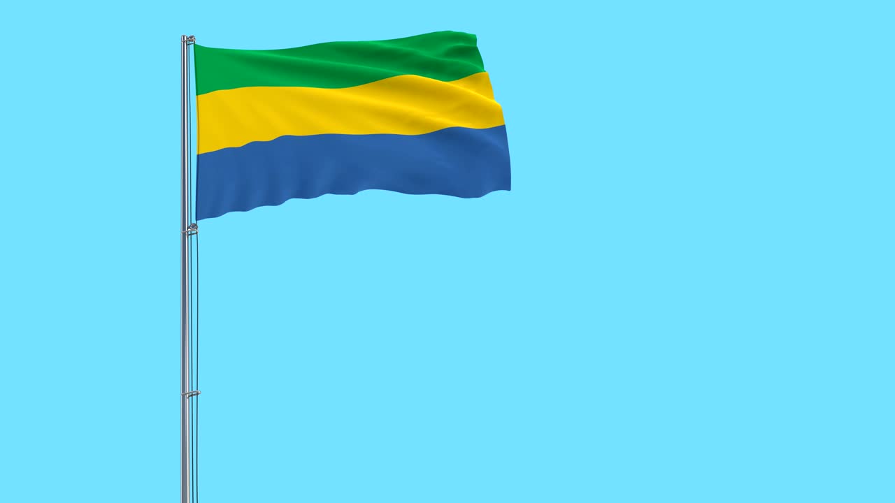 파란색 배경에 바람에 날아다니는 발 기둥에 가본의 발을 고립, 3d 렌더링