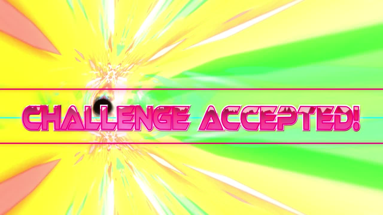 다채로운 배경에 도전 받아들여진 텍스트의 애니메이션