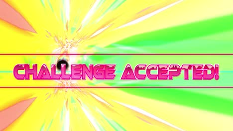 animation of challenge accepted text on multi coloured background