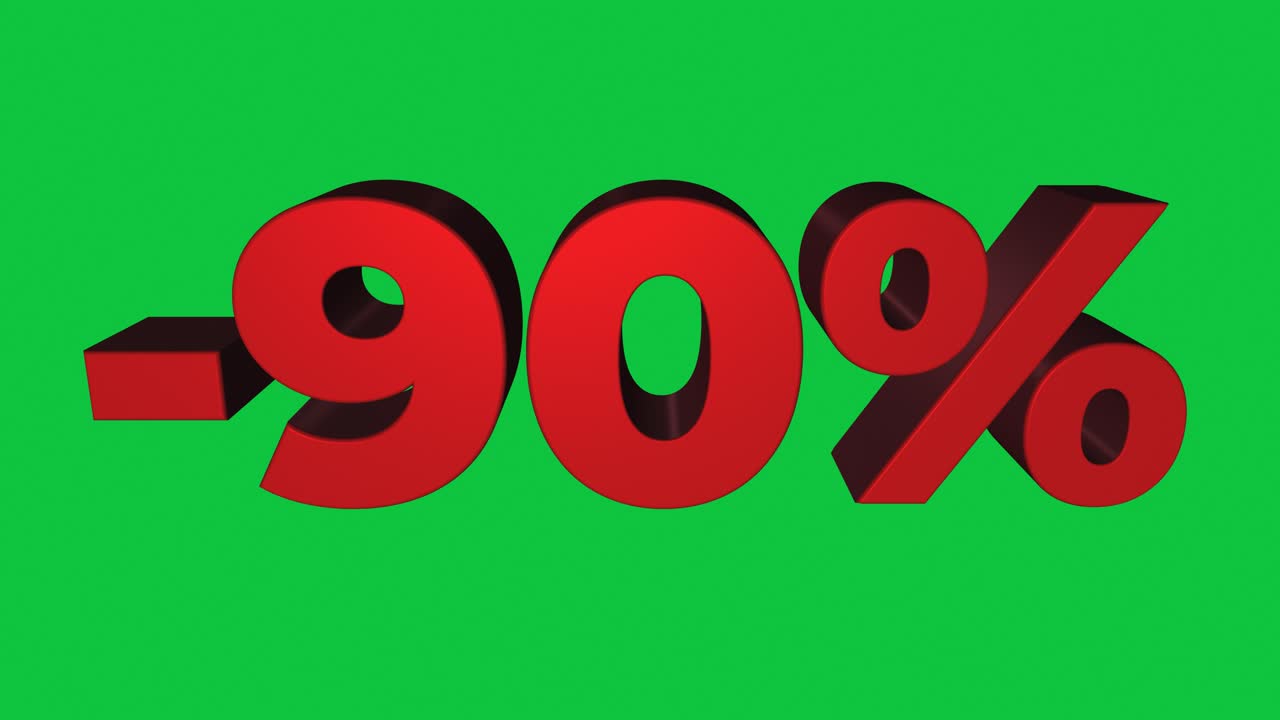 Red 3D minus 90 percent tilting forward and backward on green in a seamless loop