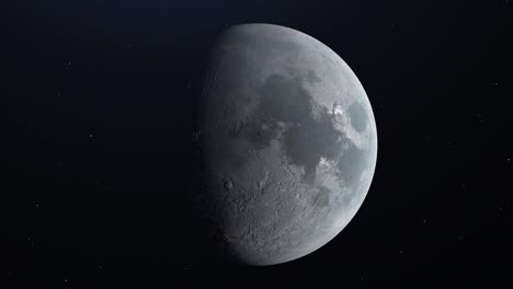 ultra realistic moon from the orbit, atmosphere from space. loopable 3d animation