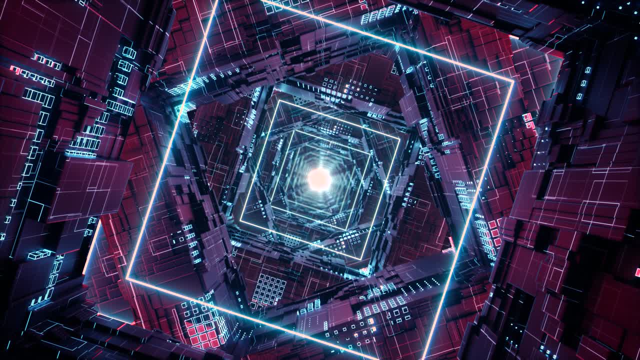 Loop Rhombus Futuristic Neon Tunnel in 4k