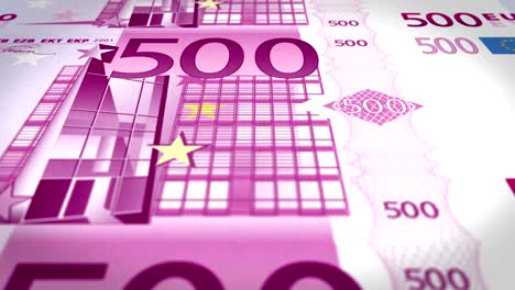 banknotes of five hundred euros passing, loop, cash money