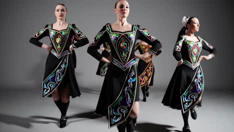 group of women performing irish step dance