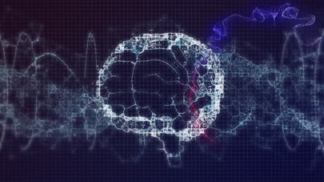 animación del cerebro y las ondas que giran sobre un fondo marino
