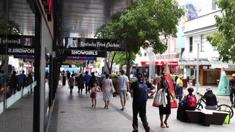 pedestrians walking through a busy urban area